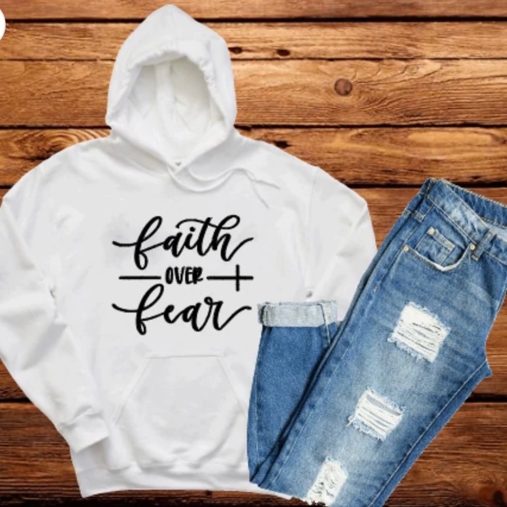 Faith Over Fear Hoodie- white
